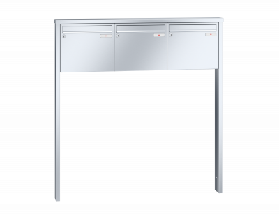 RENZ Briefkastenanlage freistehend, Tetro, Edelstahl, Kastenformat 370x330x100mm, 3-teilig, zum Einbetonieren, Renz Nummer 10-0-10223