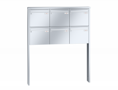 RENZ Briefkastenanlage freistehend, Tetro, Edelstahl, Kastenformat 370x330x145mm, 6-teilig, zum Einbetonieren, Renz Nummer 10-0-10232