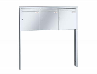 RENZ Briefkastenanlage freistehend, Tetro, Edelstahl, Kastenformat 370x440x145mm, 3-teilig, zum Einbetonieren, Renz Nummer 10-0-10235