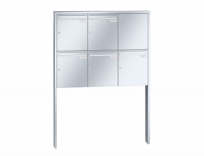 RENZ Briefkastenanlage freistehend, Tetro, Edelstahl, Kastenformat 370x440x145mm, 5-teilig, zum Einbetonieren, Renz Nummer 10-0-10237