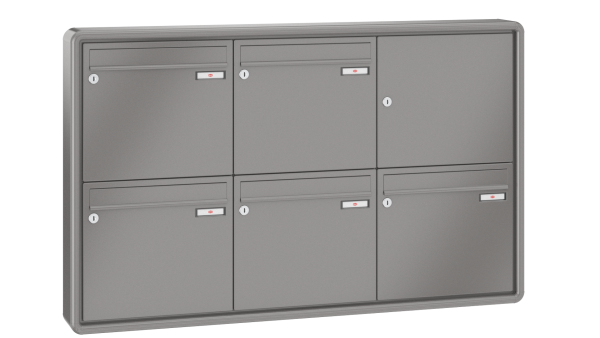 RENZ Briefkastenanlage Aufputz RS2000 Kastenformat 370x330x100mm, 5-teilig, Renz Nummer 10-0-25125