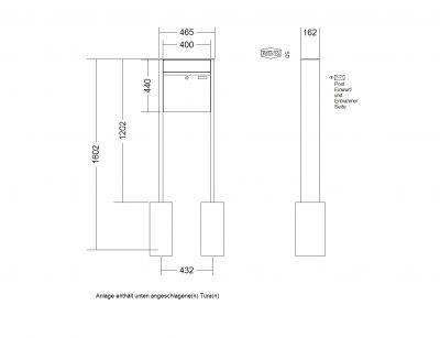 RENZ Briefkastenanlage freistehend, Renz Plan, Kastenformat 400x440x160mm, 1-teilig, Renz Nummer 60-0-60054