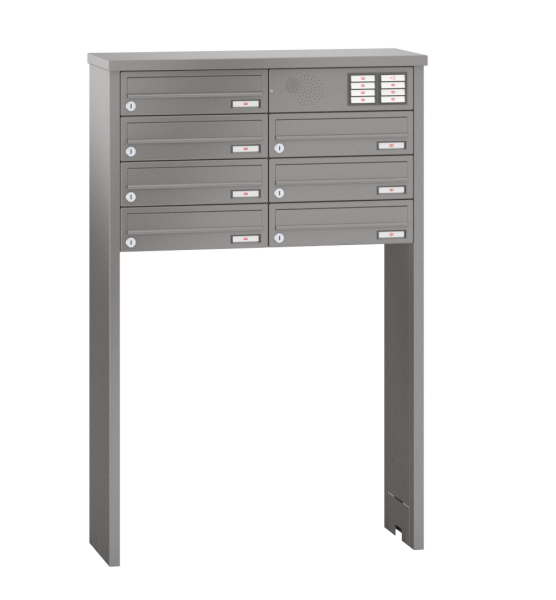 RENZ Briefkastenanlage freistehend, TETRO, Kastenformat 370x110x270mm, 7-teilig, zum Einbetonieren, Vorbereitung Gegensprechanlage