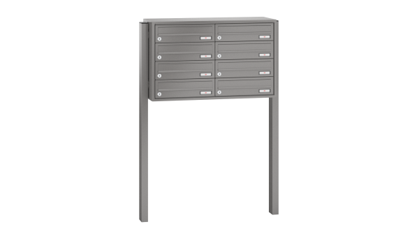 RENZ Briefkastenanlage freistehend, Quadra, Kastenformat 370x110x270mm, 8-teilig, zum Einbetonieren