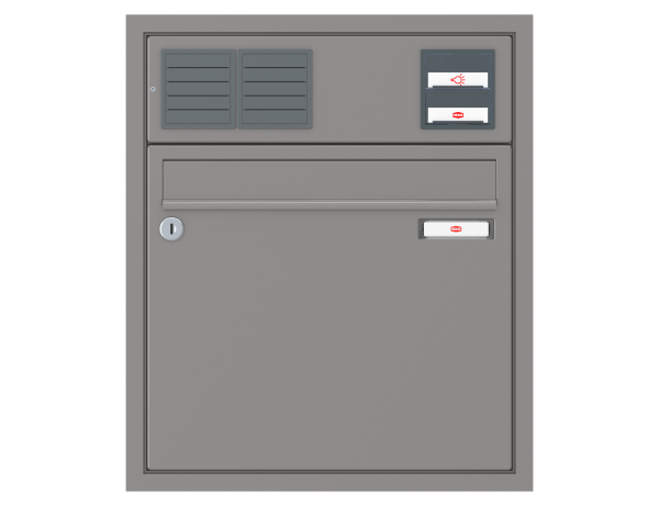 RENZ Briefkastenanlage Unterputz, Eckrahmen, Kastenformat 370x330x100mm, mit Klingel - & Lichttaster und Vorbereitung Gegensprechanlage, 1-teilig, Renz Nummer 10-0-25015
