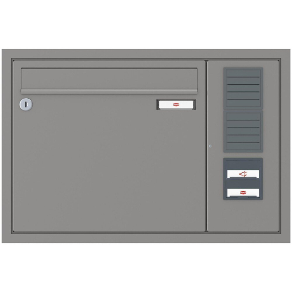 RENZ Briefkastenanlage Unterputz, Eckrahmen, Kastenformat 370x330x100mm, mit Klingel - & Lichttaster und Vorbereitung Gegensprechanlage, 1-teilig, Renz Nummer 10-0-25079