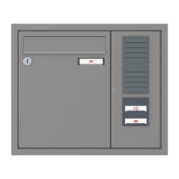 RENZ Briefkastenanlage Unterputz, Eckrahmen, Kastenformat 260x330x100mm, mit Klingel - & Lichttaster und Vorbereitung Gegensprechanlage, 1-teilig, Renz Nummer 10-0-25069
