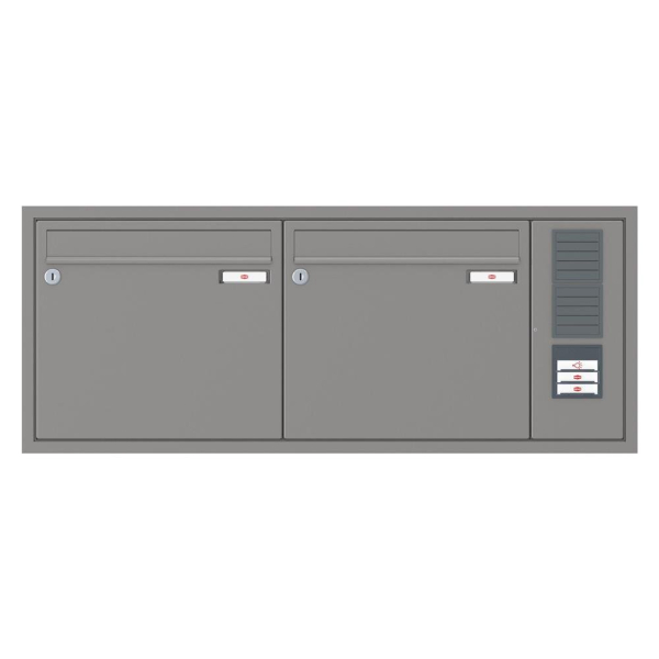 RENZ Briefkastenanlage Unterputz, Eckrahmen, Kastenformat 370x330x100mm, mit Klingel - & Lichttaster und Vorbereitung Gegensprechanlage, 2-teilig, Renz Nummer 10-0-25105