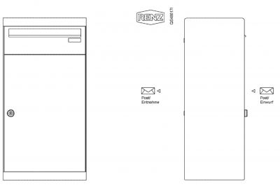 Renz Paketkasten QUBO XL mit Briefkasten gerades Dach mit Entnahme von hinten Renz Nummer 23-0-20110