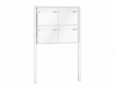 RENZ Briefkastenanlage freistehend, Quadra, Kastenformat 370x330x145mm, 4-teilig, zum Einbetonieren, Renz Nummer 10-0-10312