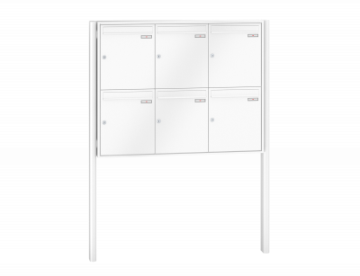 RENZ Briefkastenanlage freistehend, Quadra, Kastenformat 370x440x145mm, 6-teilig, zum Einbetonieren, Renz Nummer 10-0-10320