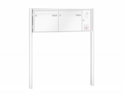 RENZ Briefkastenanlage freistehend, Quadra, Kastenformat 370x330x145mm, mit Klingel - & Lichttaster und Vorbereitung Gegensprechanlage, 2-teilig, zum Einbetonieren, Renz Nummer 10-0-10323