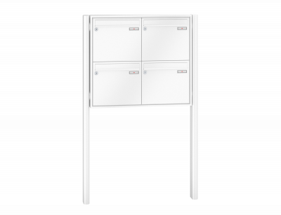 RENZ Briefkastenanlage freistehend, Quadra, Kastenformat 370x330x100mm, 4-teilig, zum Einbetonieren, Renz Nummer 10-0-25663