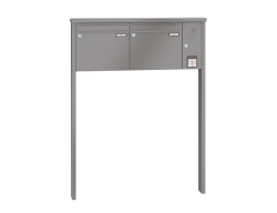 RENZ Briefkastenanlage freistehend, Tetro, Kastenformat 370x330x100mm, mit Klingel - & Lichttaster und Vorbereitung Gegensprechanlage, 2-teilig, zum Einbetonieren, Renz Nummer 10-0-10190