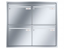 RENZ Briefkastenanlage Unterputz, Eckrahmen, Edelstahl V4A, Kastenformat 370x330x145mm, 4-teilig, Renz Nummer 10-0-35109