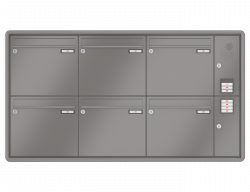 RENZ Briefkastenanlage Unterputz, RS3000, Kastenformat 370x330x145mm, mit Klingel - & Lichttaster und Vorbereitung Gegensprechanlage, 6-teilig, Renz Nummer 10-0-35150