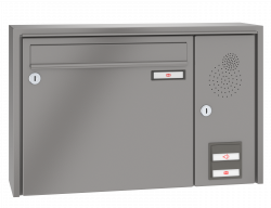 RENZ Briefkastenanlage Aufputz Quadra Kastenformat 370x330x145mm, mit Klingel - & Lichttaster und Vorbereitung Gegensprechanlage, 1-teilig, Renz Nummer 10-0-35938