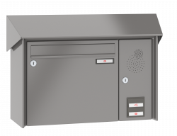RENZ Briefkastenanlage Aufputz Prisma Kastenformat 370x330x145mm, mit Klingel - & Lichttaster und Vorbereitung Gegensprechanlage, 1-teilig, Renz Nummer 10-0-35957