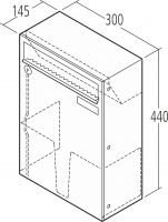 Renz Wandbriefkasten Einzelkasten Classic Stahl Großraum Kasten 300x440x145, mit RS50-Schrägeinwurf RENZ Nummer 17-1-19316