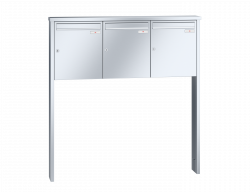 RENZ Briefkastenanlage freistehend, Tetro, Edelstahl, Kastenformat 370x440x145mm, 3-teilig, zum Einbetonieren, Renz Nummer 10-0-10235