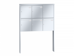 RENZ Briefkastenanlage freistehend, Tetro, Edelstahl, Kastenformat 370x440x145mm, 5-teilig, zum Einbetonieren, Renz Nummer 10-0-10237