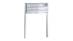 RENZ Briefkastenanlage freistehend, Basic B, Edelstahl V4A, Kastenformat 370x110x270mm, mit Klingel - & Lichttaster und Vorbereitung Gegensprechanlage, 5-teilig, zum Einbetonieren