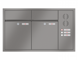 RENZ Briefkastenanlage Unterputz, Renz Plan, Kastenformat 300x440x160mm, mit Klingel - & Lichttaster und Vorbereitung Gegensprechanlage, 2-teilig, Renz Nummer 60-0-60013