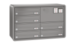 RENZ Briefkastenanlage Aufputz, RS4000, Kastenformat 370x110x270mm, mit Klingel - & Lichttaster und Vorbereitung Gegensprechanlage, 6-teilig
