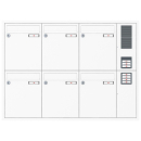 RENZ Briefkastenanlage Unterputz, Eckrahmen, Kastenformat 260x330x100mm, mit Klingel - & Lichttaster und Vorbereitung Gegensprechanlage, 6-teilig, Renz Nummer 10-0-25243