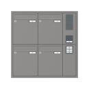 RENZ Briefkastenanlage Unterputz, Eckrahmen, Kastenformat 260x330x100mm, mit Klingel - & Lichttaster und Vorbereitung Gegensprechanlage, 4-teilig, Renz Nummer 10-0-25175