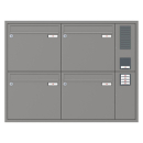 RENZ Briefkastenanlage Unterputz, Eckrahmen, Kastenformat 370x330x145mm, mit Klingel - & Lichttaster und Vorbereitung Gegensprechanlage, 4-teilig, Renz Nummer 10-0-35134