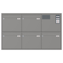 RENZ Briefkastenanlage Unterputz, Eckrahmen, Kastenformat 370x330x100mm, mit Klingel - & Lichttaster und Vorbereitung Gegensprechanlage, 5-teilig, Renz Nummer 10-0-25237