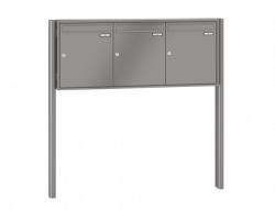 RENZ Briefkastenanlage freistehend, Quadra, Kastenformat 370x440x145mm, 3-teilig, zum Einbetonieren, Renz Nummer 10-0-10317