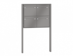 RENZ Briefkastenanlage freistehend, Quadra, Kastenformat 370x330x100mm, 4-teilig, zum Einbetonieren, Renz Nummer 10-0-25663